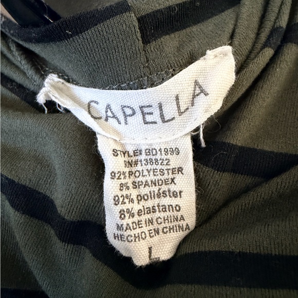 Capella Green and Black Striped Long Sleeve Bodycon Mini Dress - Picture 3 of 4